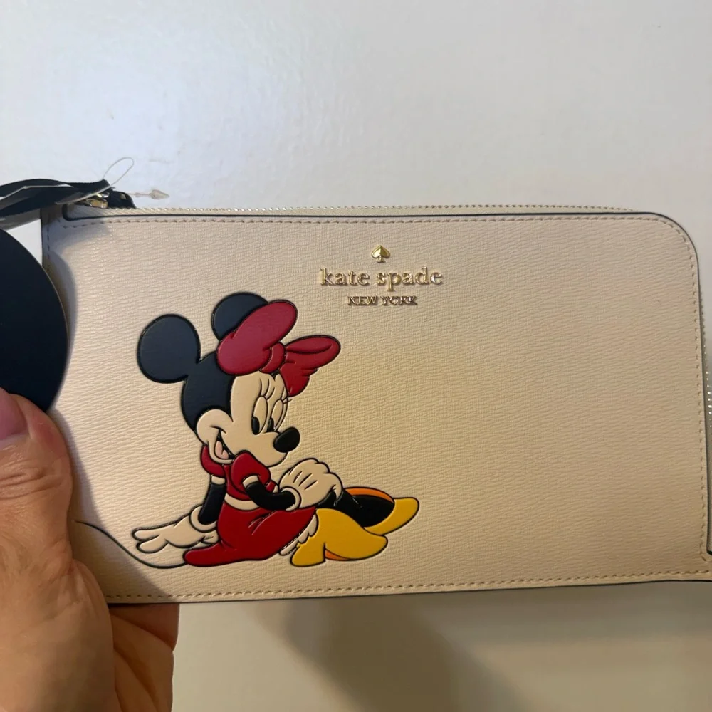 Kate Spade X Disney Minnie Mouse Medium L Zip Wristlet - Picture 2 of 7